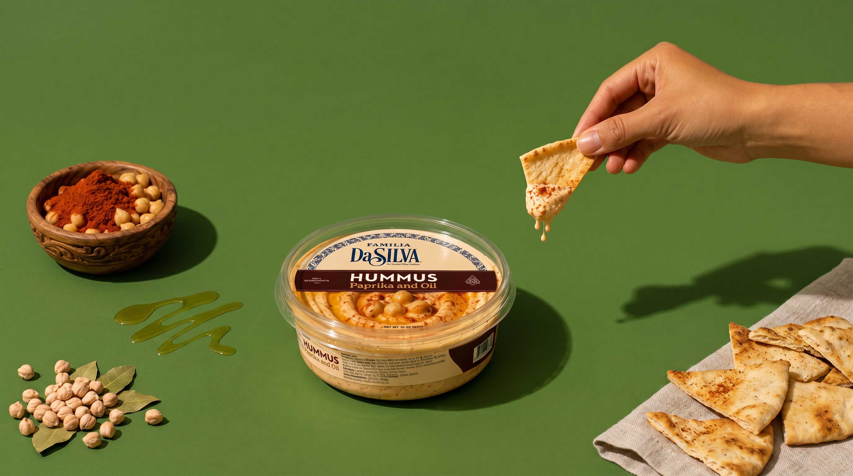 DaSilva Paprika and Oil Hummus with a hand dipping pita