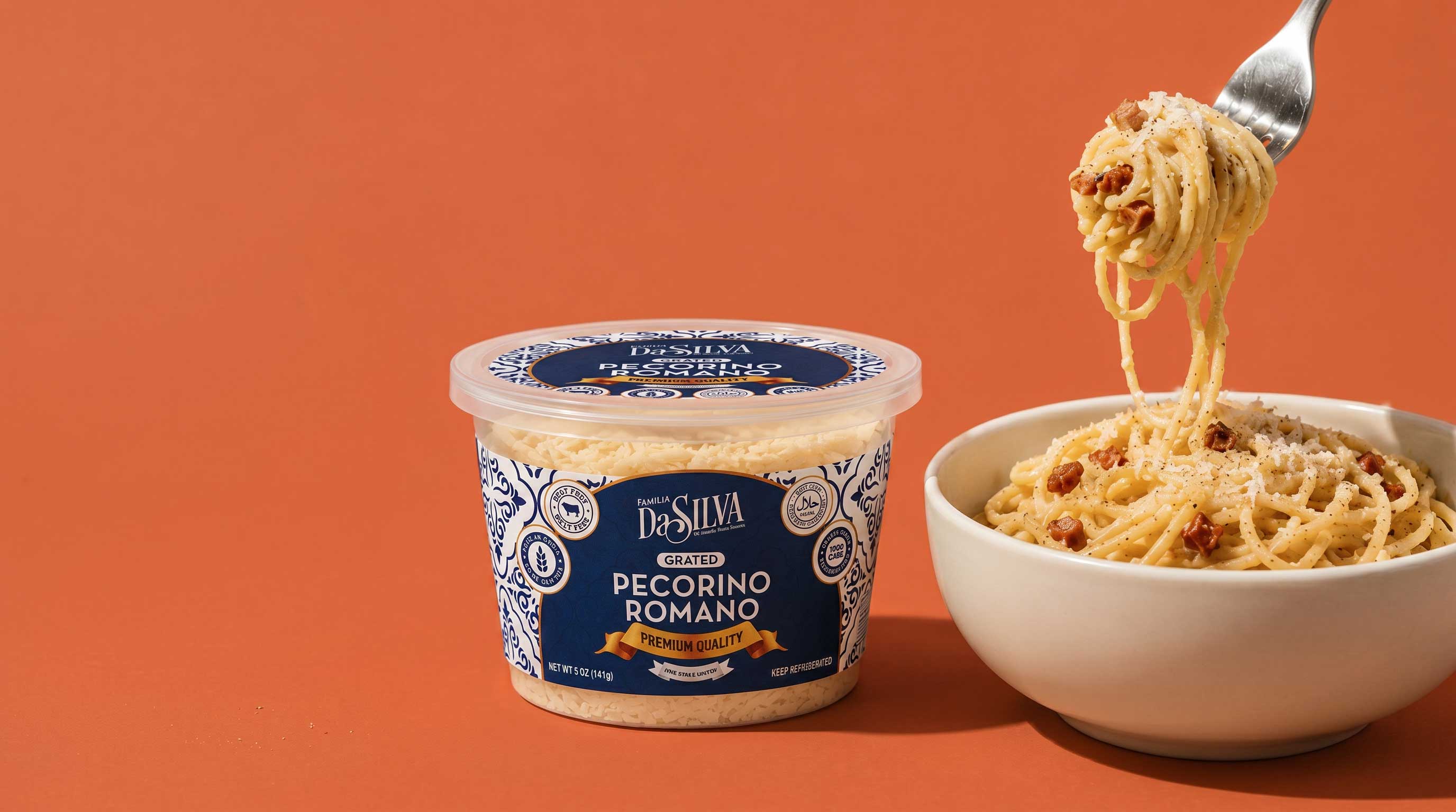 DaSilva Pecorino Romano with a bowl of carbonara